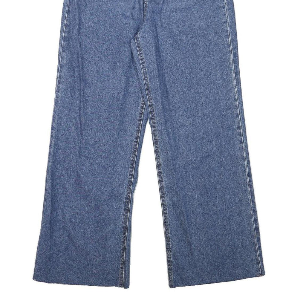 H&M Womens Relaxed Blue Denim Raw Hem Wide-Leg Jeans W27 L27 Relaxed Fit