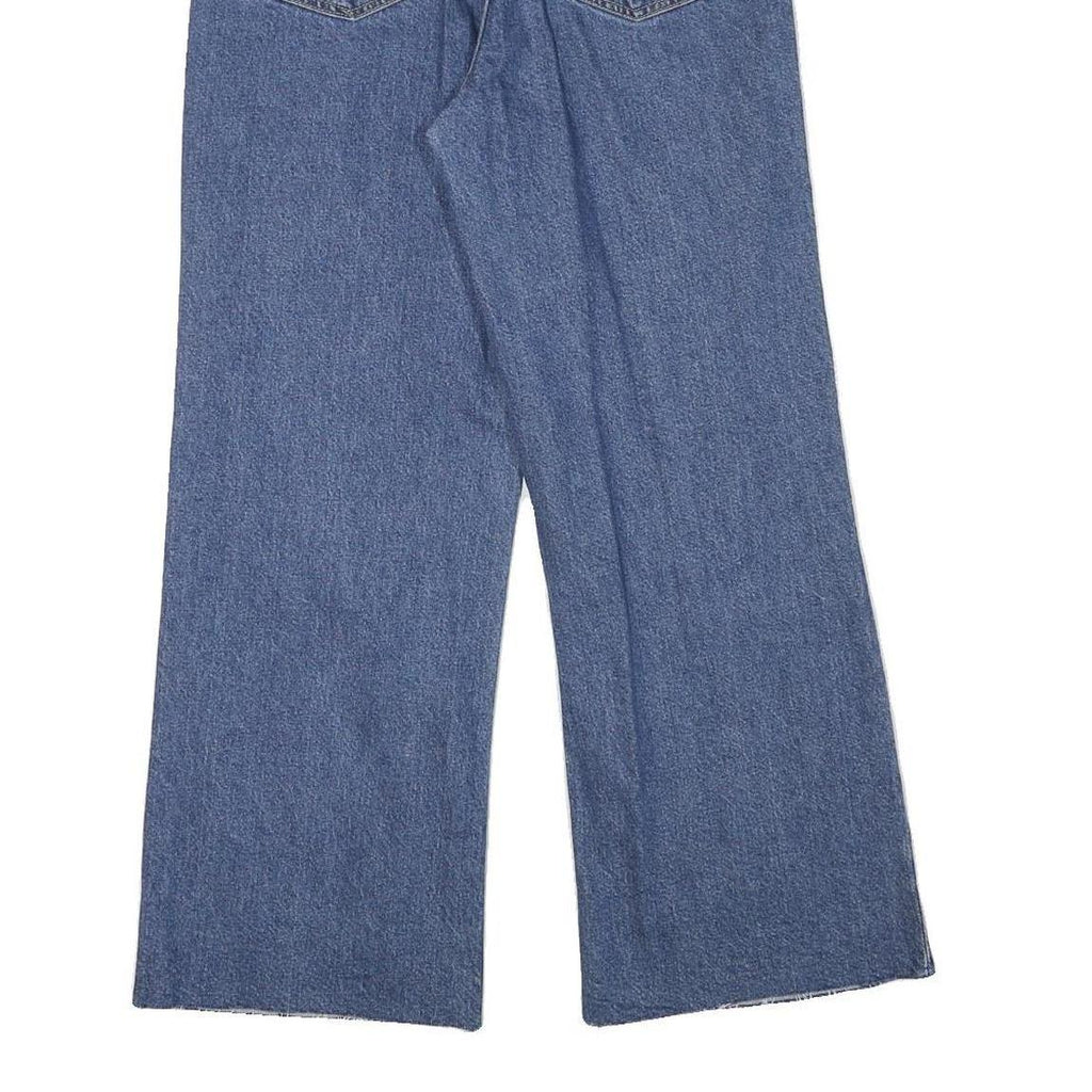 H&M Womens Relaxed Blue Denim Raw Hem Wide-Leg Jeans W27 L27 Relaxed Fit