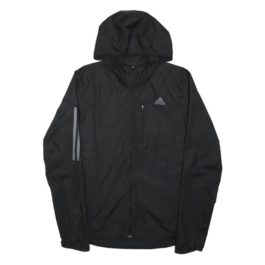 ADIDAS Mens Black Lightweight Hooded Jacket XS Polyester Plain Zip Sports