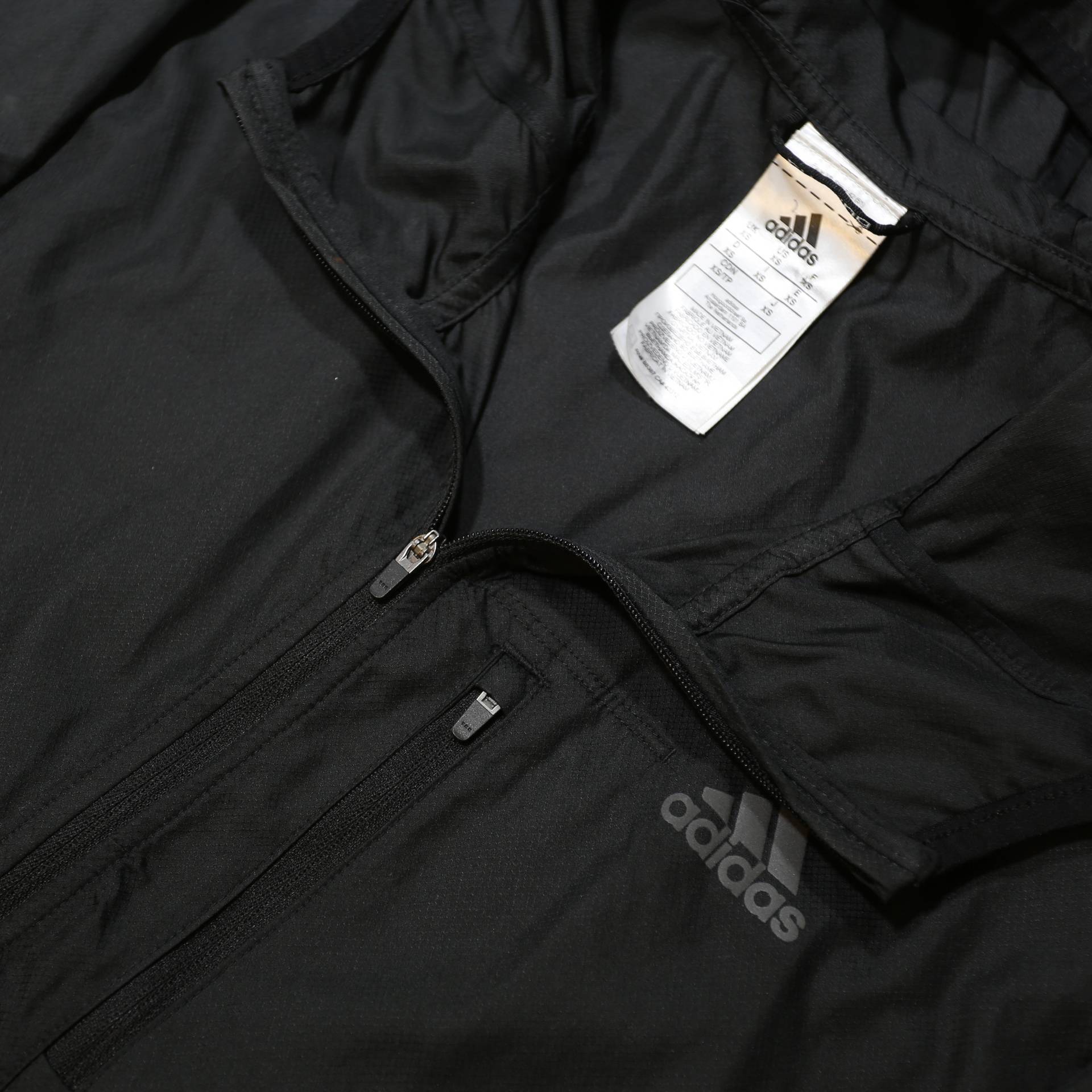 ADIDAS Mens Black Lightweight Hooded Jacket XS Polyester Plain Zip Sports