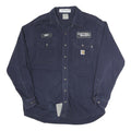 CARHARTT Mens Blue Work Shirt L FR Cotton Blend Classic Button Pocket