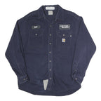 CARHARTT Mens Blue Work Shirt L FR Cotton Blend Classic Button Pocket