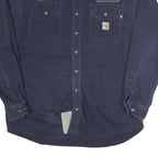CARHARTT Mens Blue Work Shirt L FR Cotton Blend Classic Button Pocket