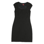 MONSOON Womens Black Bodycon Polyester Dress Short Sleeve Short UK 12 Elegant