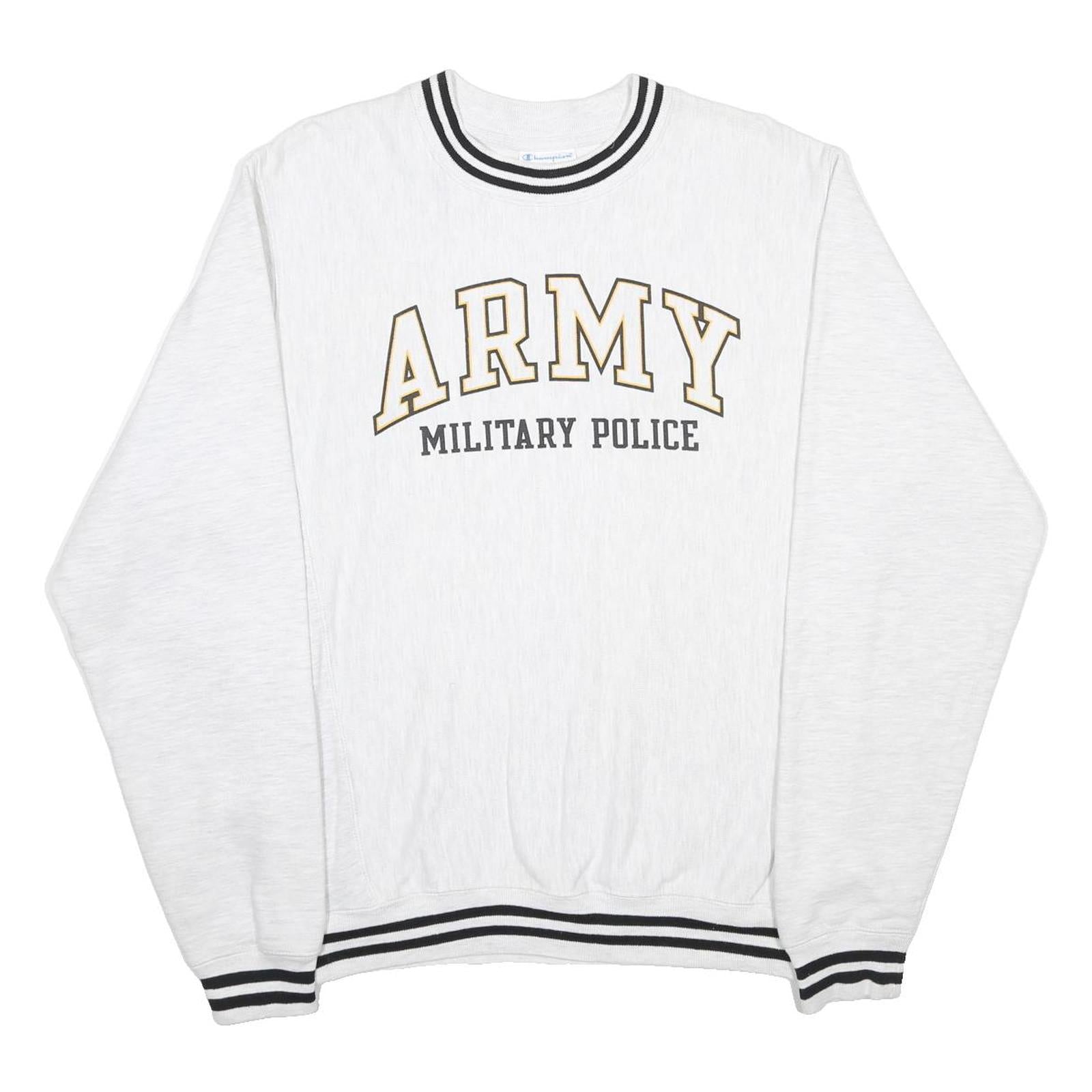 CHAMPION REVERSE WEAVE Mens White Army Military Police Crew Neck S Cotton