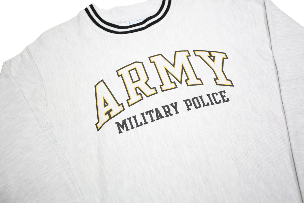 CHAMPION REVERSE WEAVE Mens White Army Military Police Crew Neck S Cotton