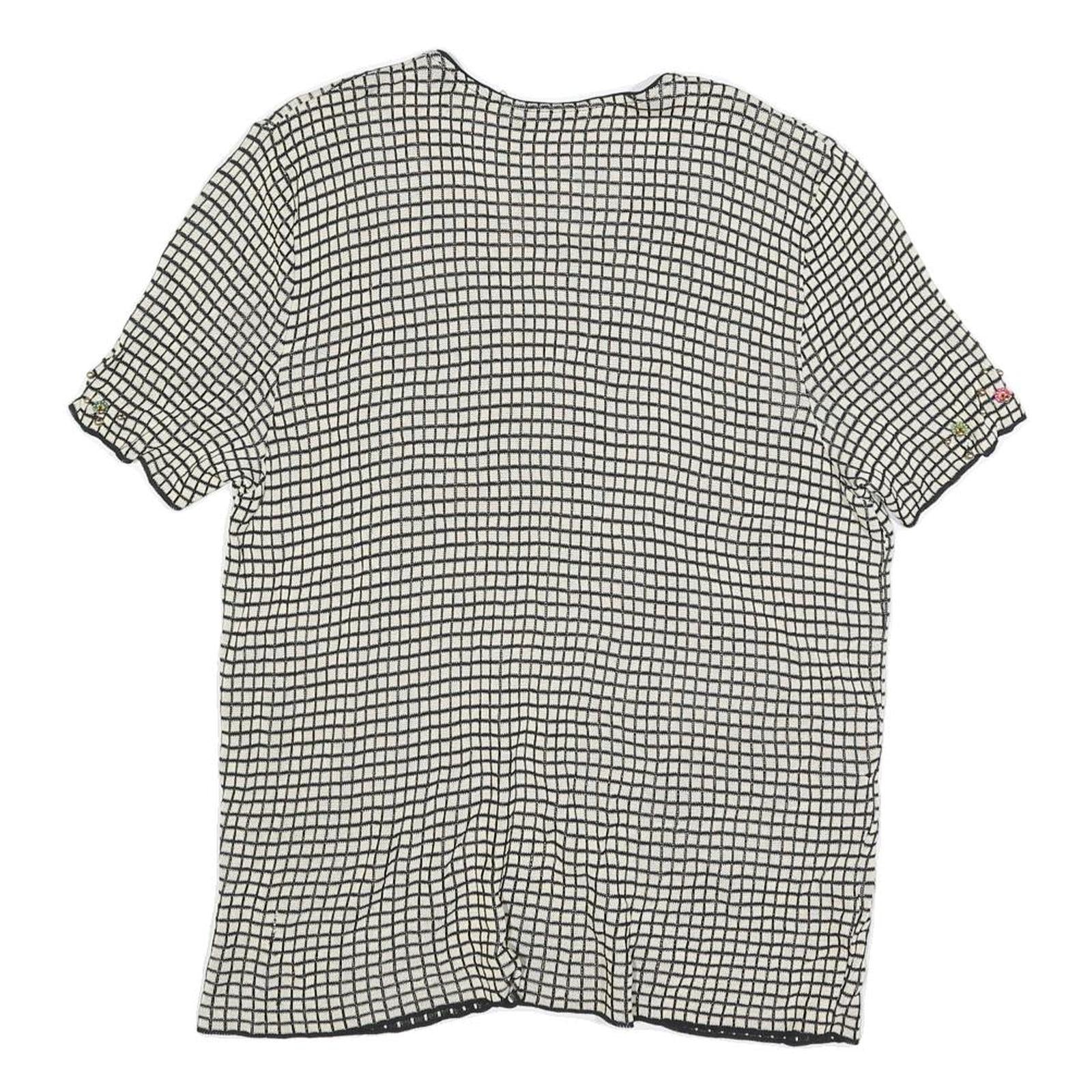 MG VULPINARI Womens Black & Cream Butterfly Printed Top Short Sleeve Round Neck