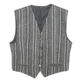Womens Grey Striped Classic Button Cotton Blend Waistcoat XS Woven Stylish