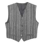 Womens Grey Striped Classic Button Cotton Blend Waistcoat XS Woven Stylish