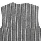 Womens Grey Striped Classic Button Cotton Blend Waistcoat XS Woven Stylish