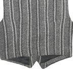 Womens Grey Striped Classic Button Cotton Blend Waistcoat XS Woven Stylish