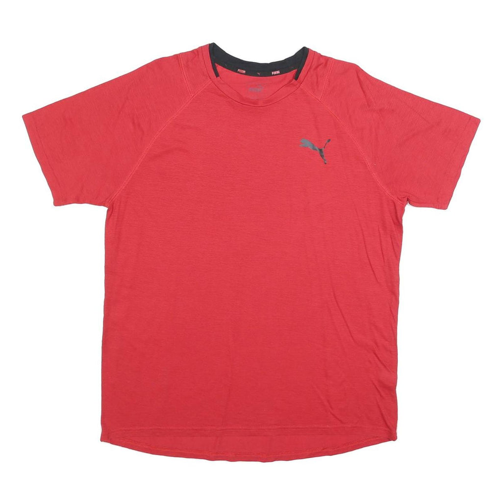 PUMA Mens Red L T-Shirt Short Sleeve Crew Neck Sports Activewear