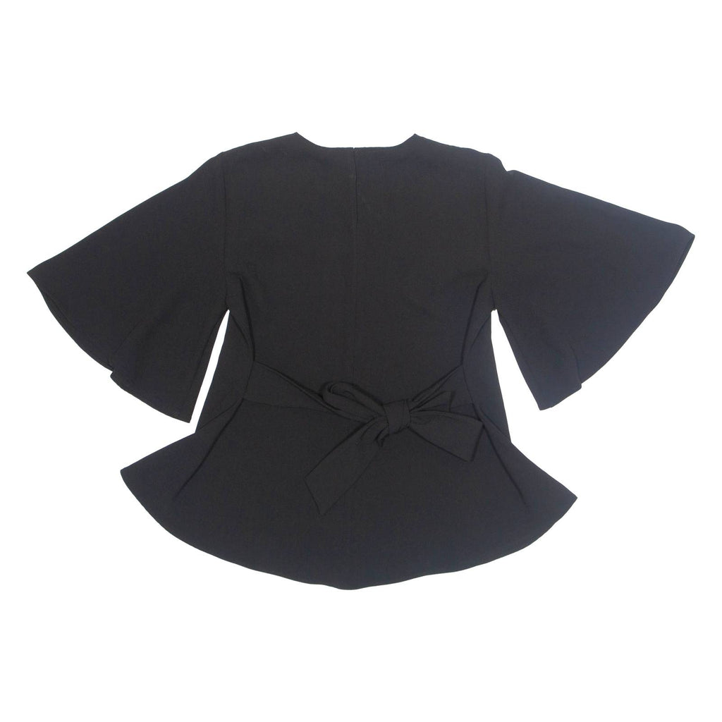 ZARA Belted Womens Blouse Black XS