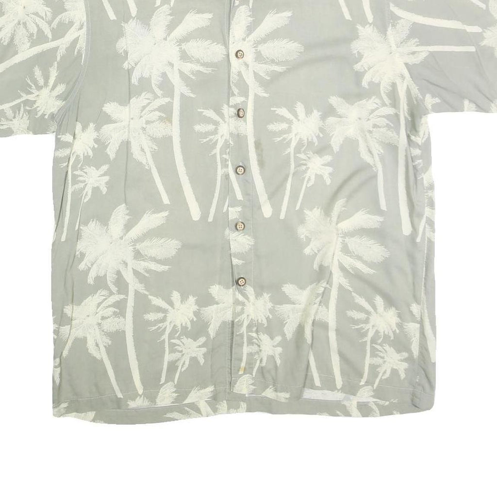 IMPRINTS Mens Grey & White Palm Tree Print Shirt XL Summer Casual Cotton
