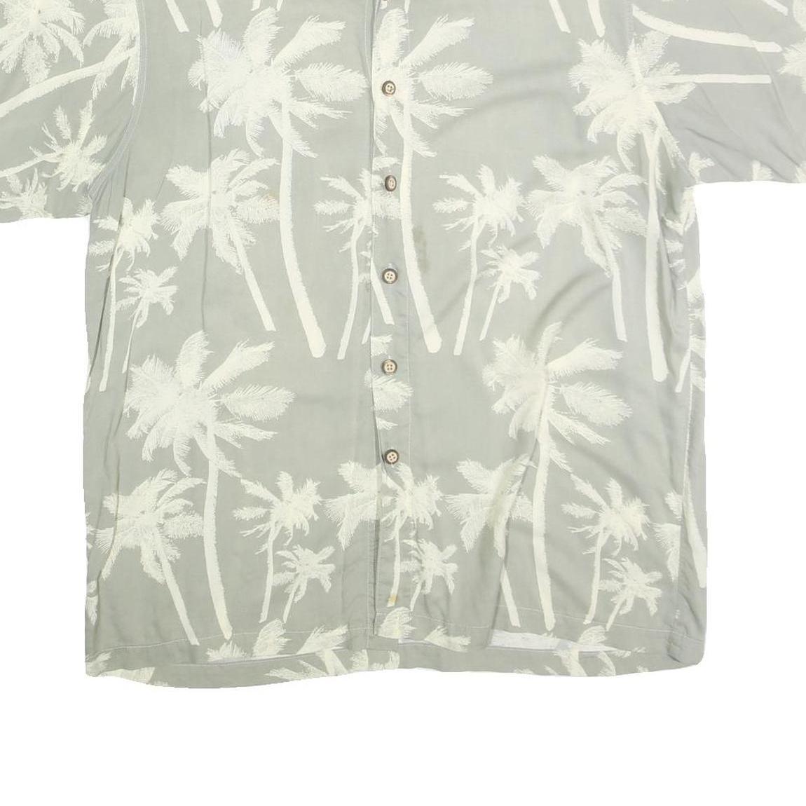IMPRINTS Mens Grey & White Palm Tree Print Shirt XL Summer Casual Cotton
