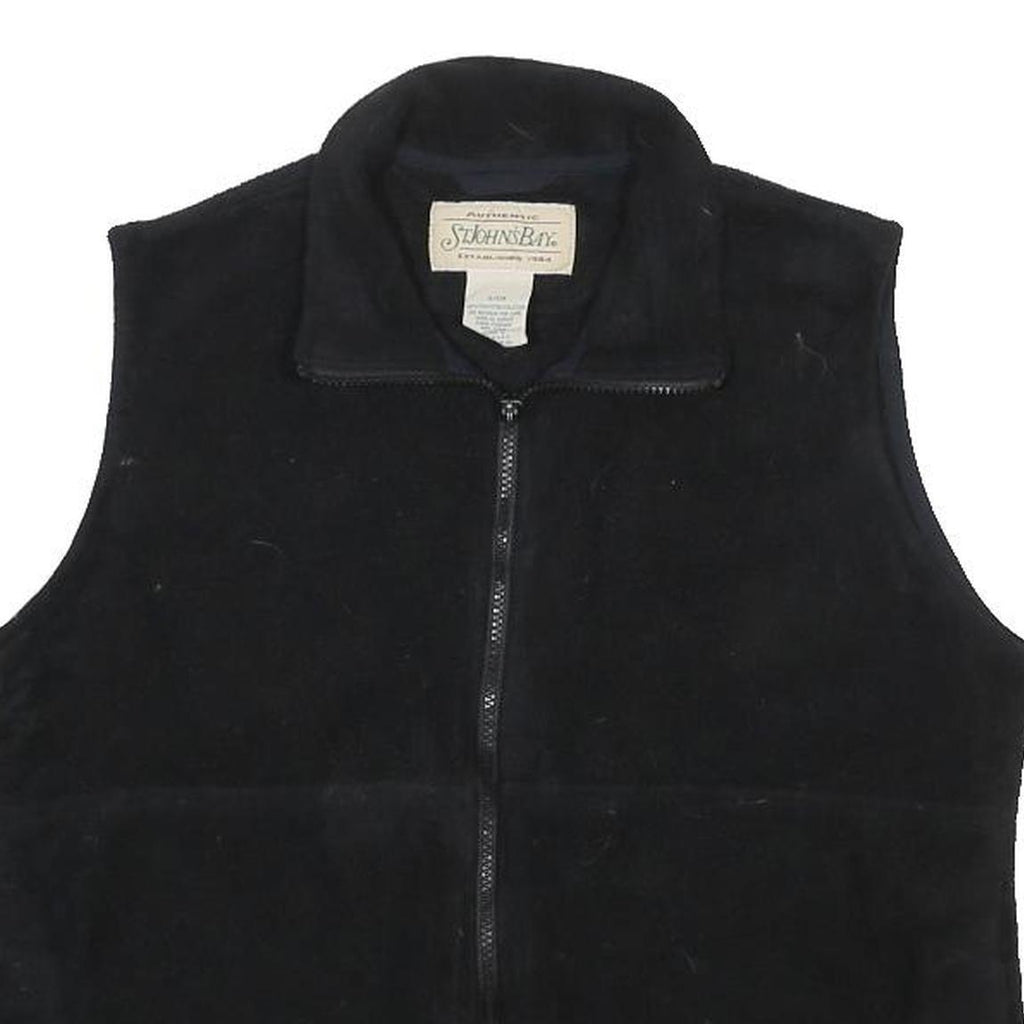 ST. JOHN'S BAY Mens Black Fleece Zip Jacket S Polyester Casual Outerwear