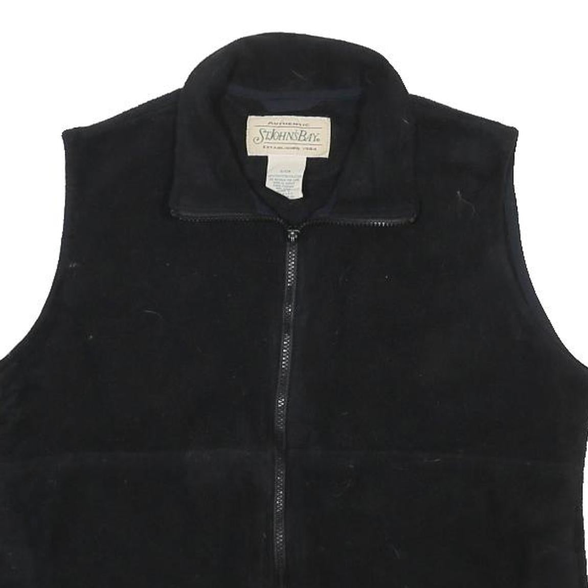 ST. JOHN'S BAY Mens Black Fleece Zip Jacket S Polyester Casual Outerwear