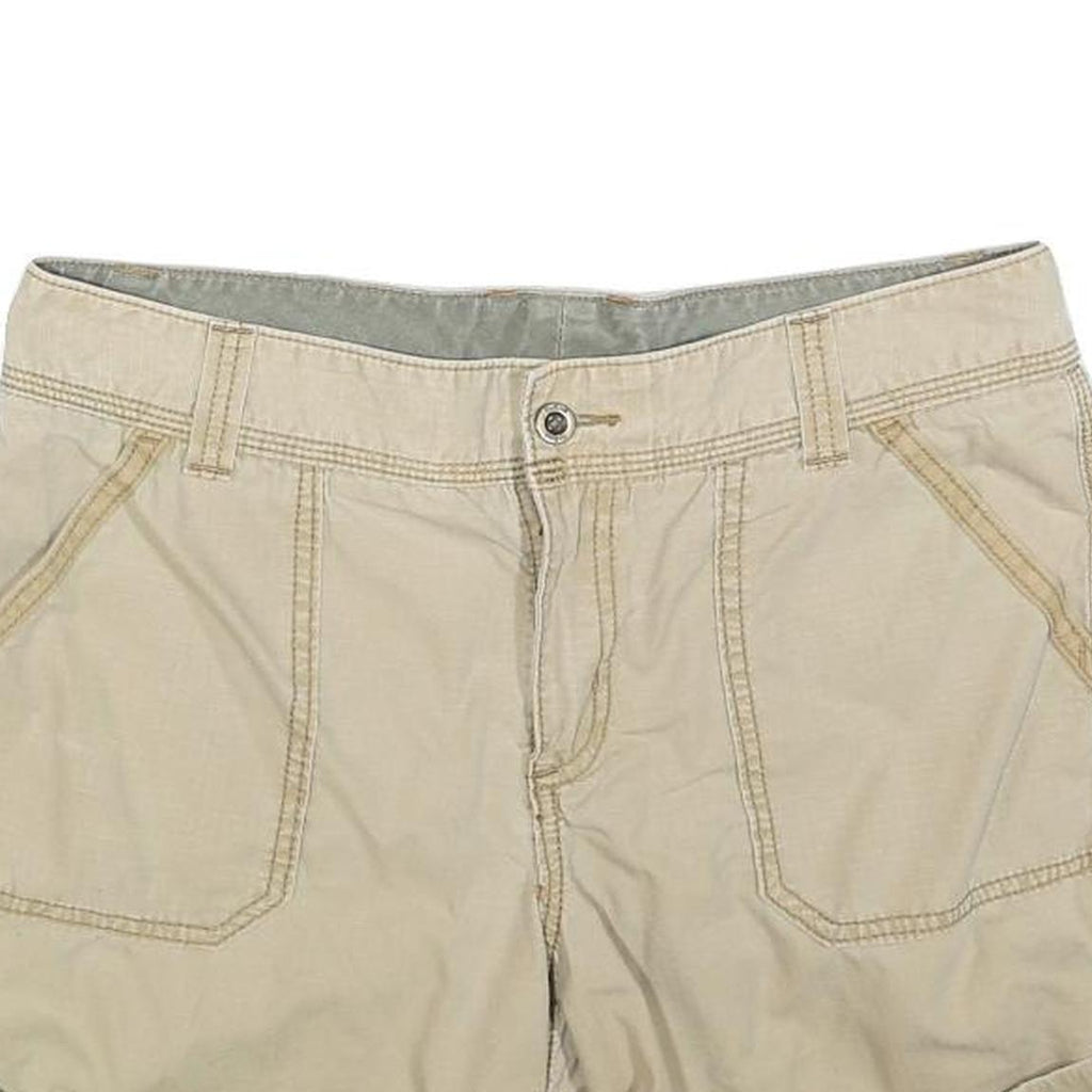 CARHARTT Womens Beige Casual Cotton Blend Shorts L W36 Roll-Up Hem Button