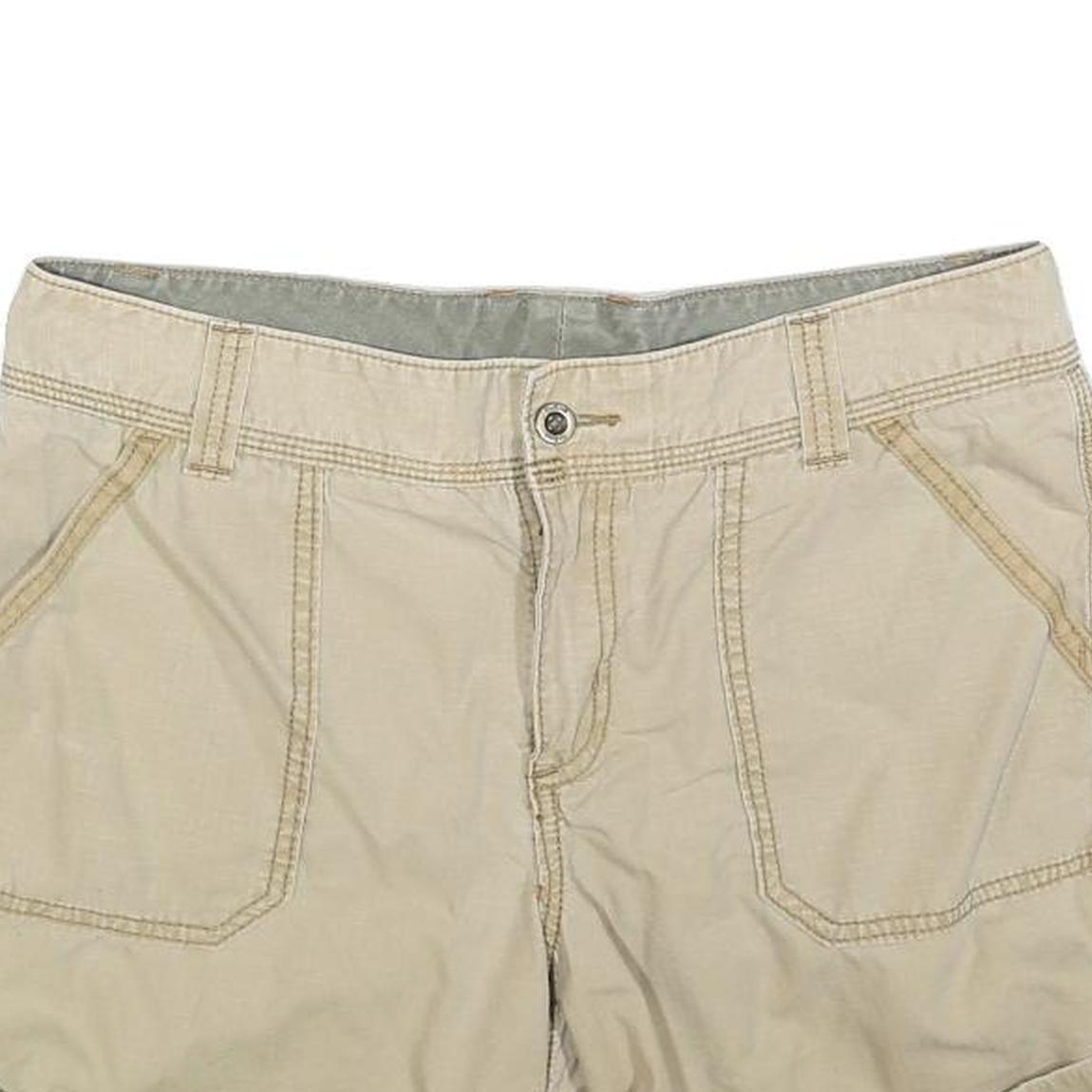 CARHARTT Womens Beige Casual Cotton Blend Shorts L W36 Roll-Up Hem Button