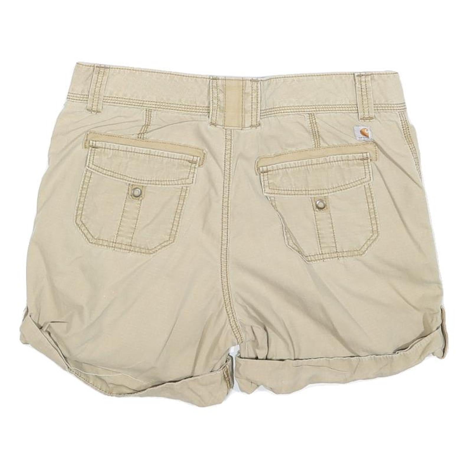 CARHARTT Womens Beige Casual Cotton Blend Shorts L W36 Roll-Up Hem Button