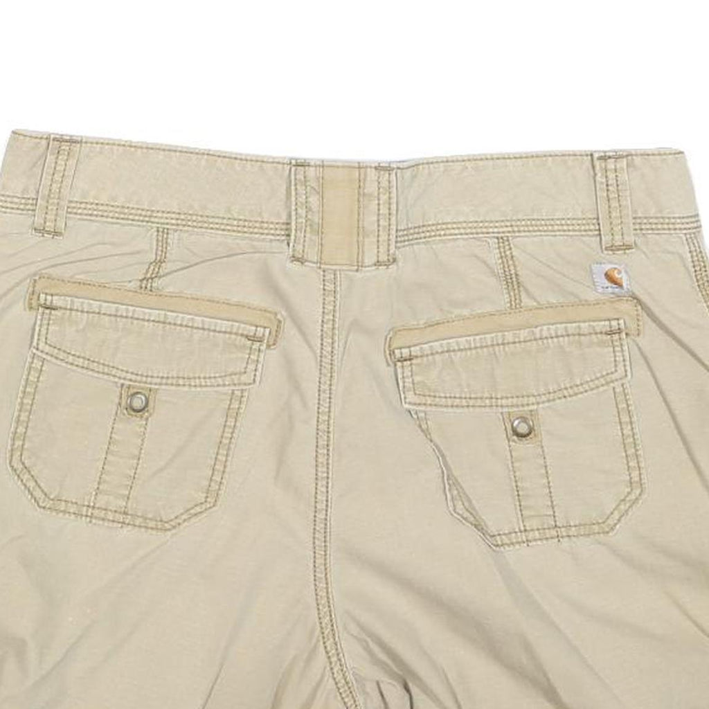 CARHARTT Womens Beige Casual Cotton Blend Shorts L W36 Roll-Up Hem Button