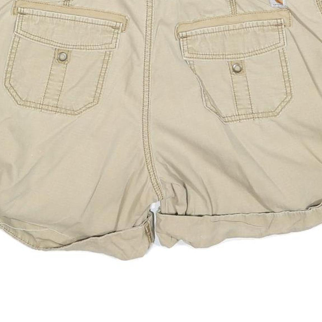CARHARTT Womens Beige Casual Cotton Blend Shorts L W36 Roll-Up Hem Button