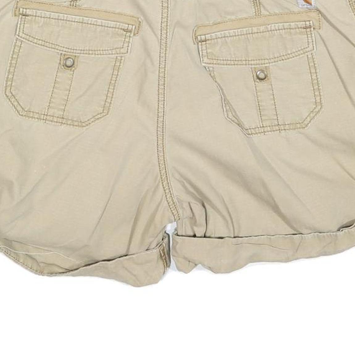 CARHARTT Womens Beige Casual Cotton Blend Shorts L W36 Roll-Up Hem Button