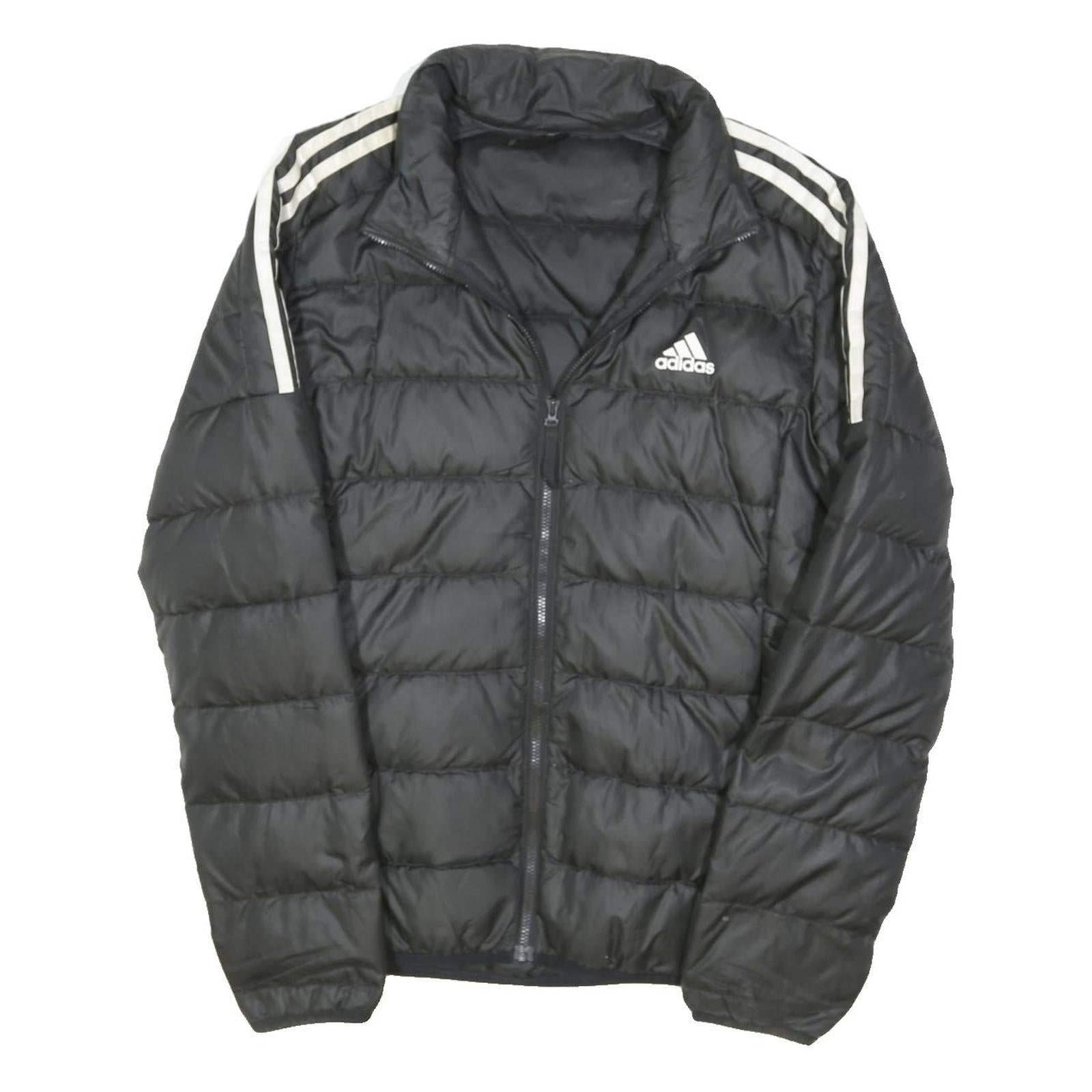 ADIDAS Womens Black & White Quilted Jacket S Polyester Blend Lightweight Puffa