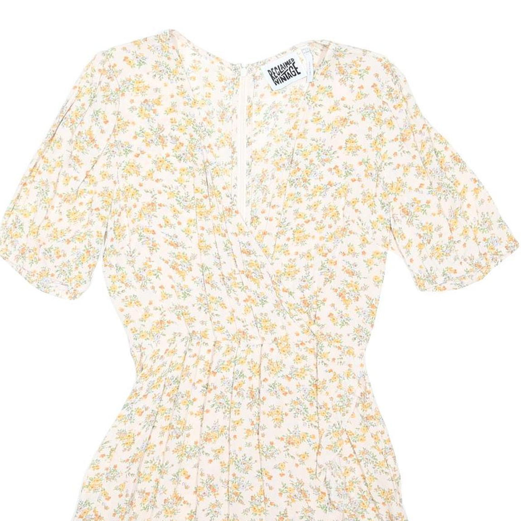 RECLAIMED VINTAGE Womens Cream Playsuit Floral Print Viscose Blend UK 10 Summer