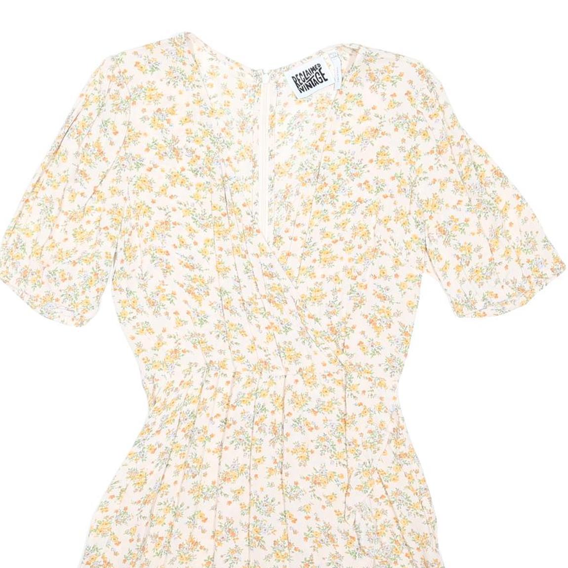 RECLAIMED VINTAGE Womens Cream Playsuit Floral Print Viscose Blend UK 10 Summer