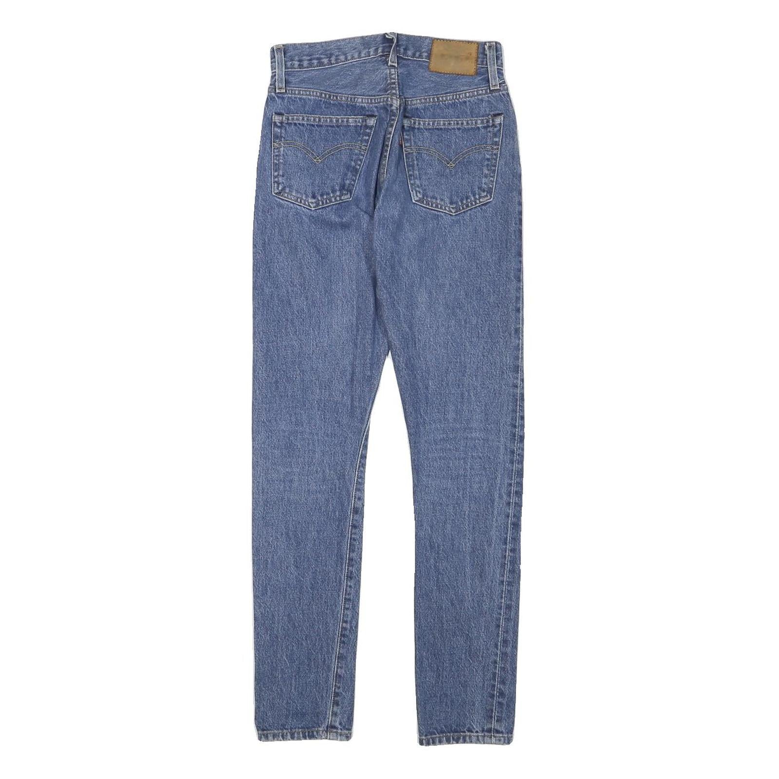 LEVI'S Womens Blue Slim Skinny Denim Medium W25 L29 Button Cotton Blend Jeans