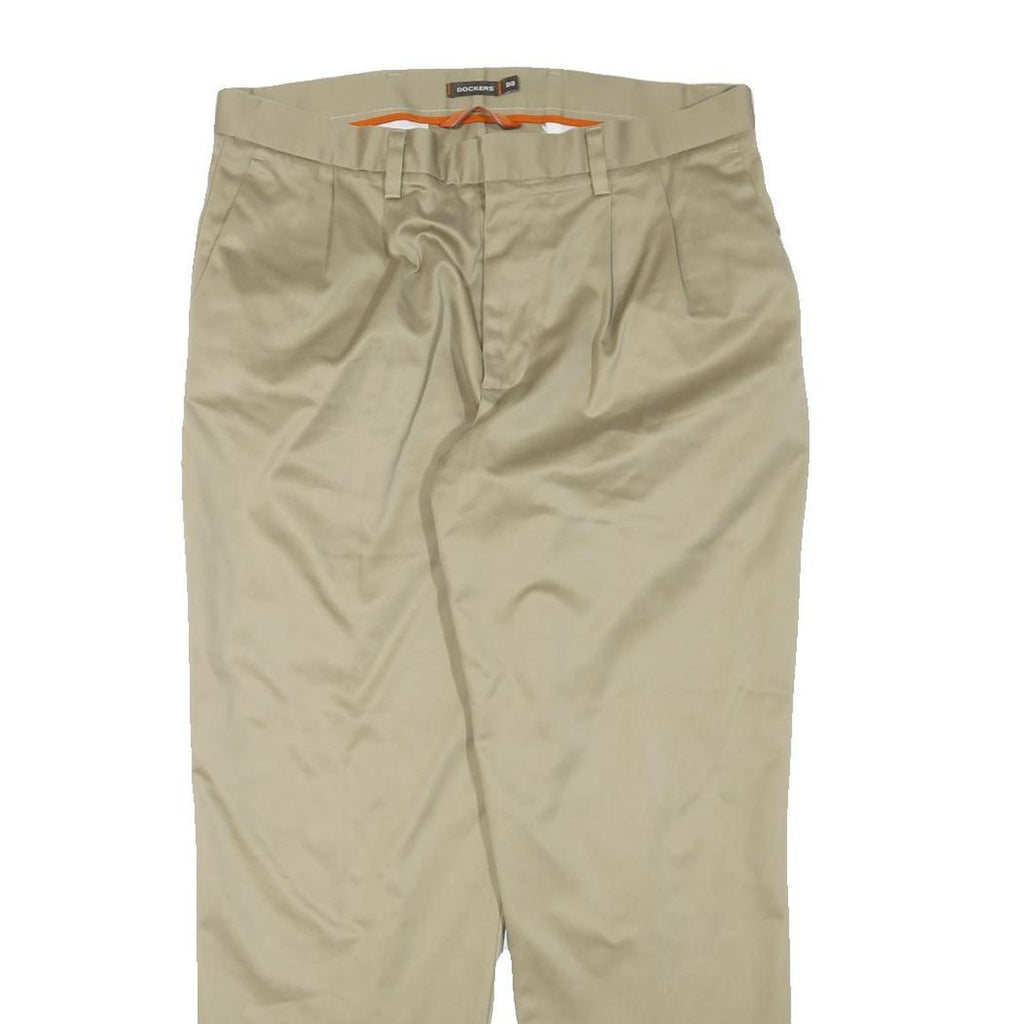 DICKIES Mens Regular Beige Trousers W34 L30 Cotton Blend Zip Classic Straight