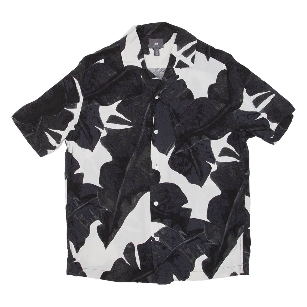 H&M Mens Hawaiian Shirt Black Floral S