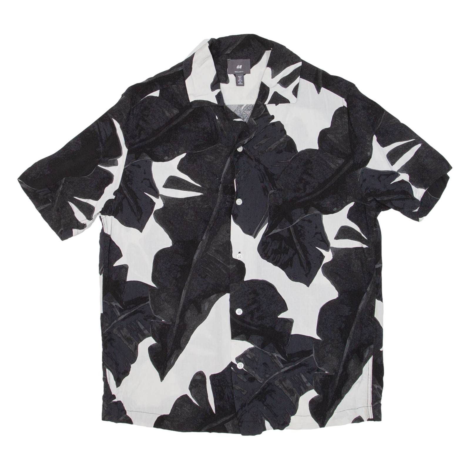 H&M Mens Hawaiian Shirt Black Floral S