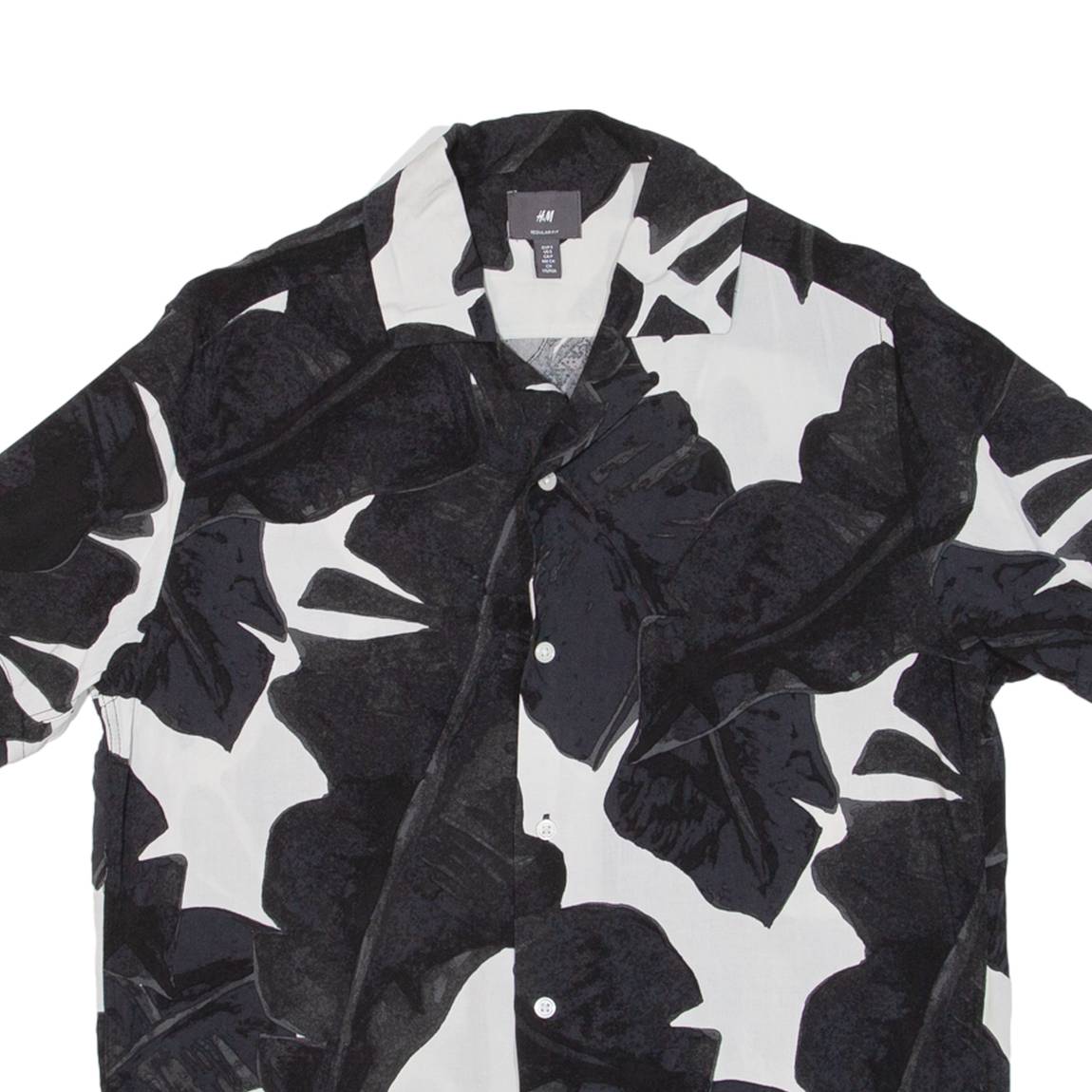H&M Mens Hawaiian Shirt Black Floral S