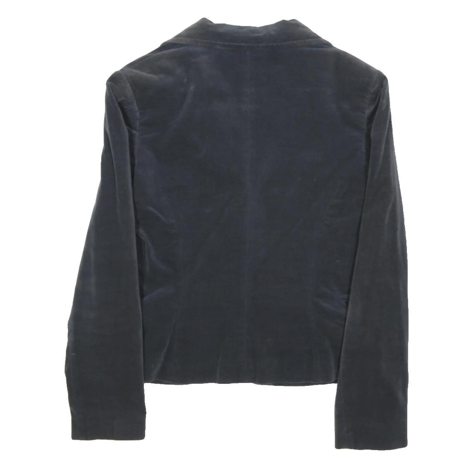 PIU PIU Womens Black Velvet Button Jacket S Tailored Plain Elegant