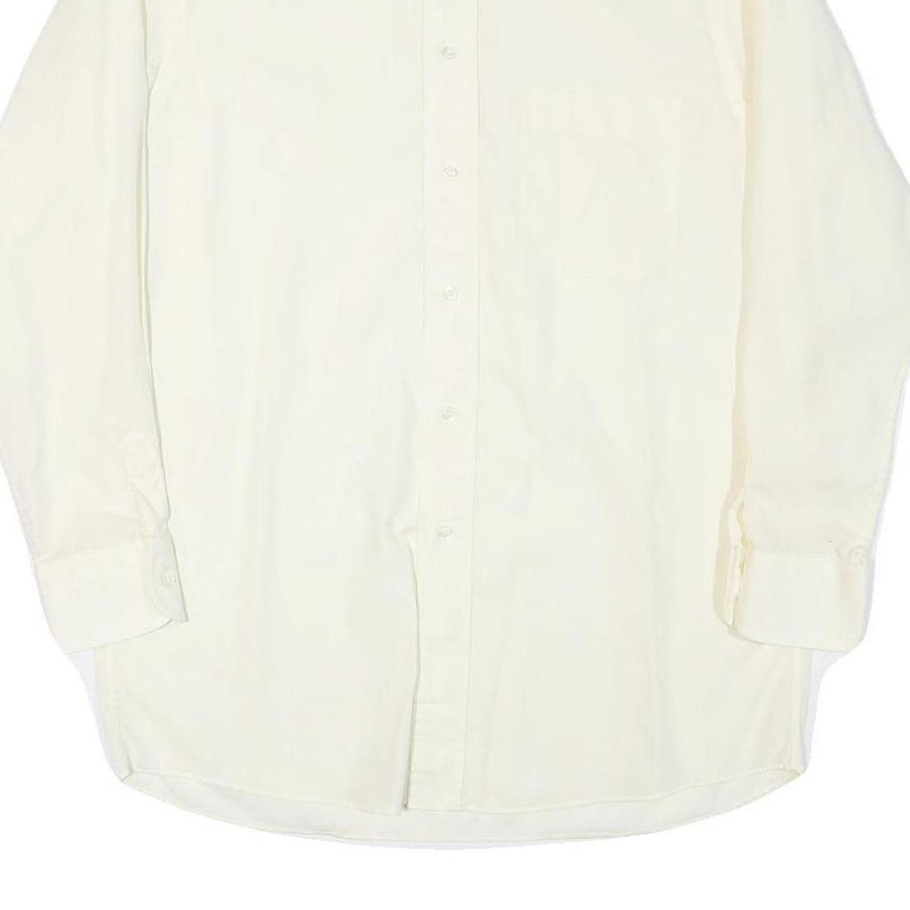 HUGO BOSS Mens White Plain Shirt M Classic Fit Cotton Blend Long Sleeve Button
