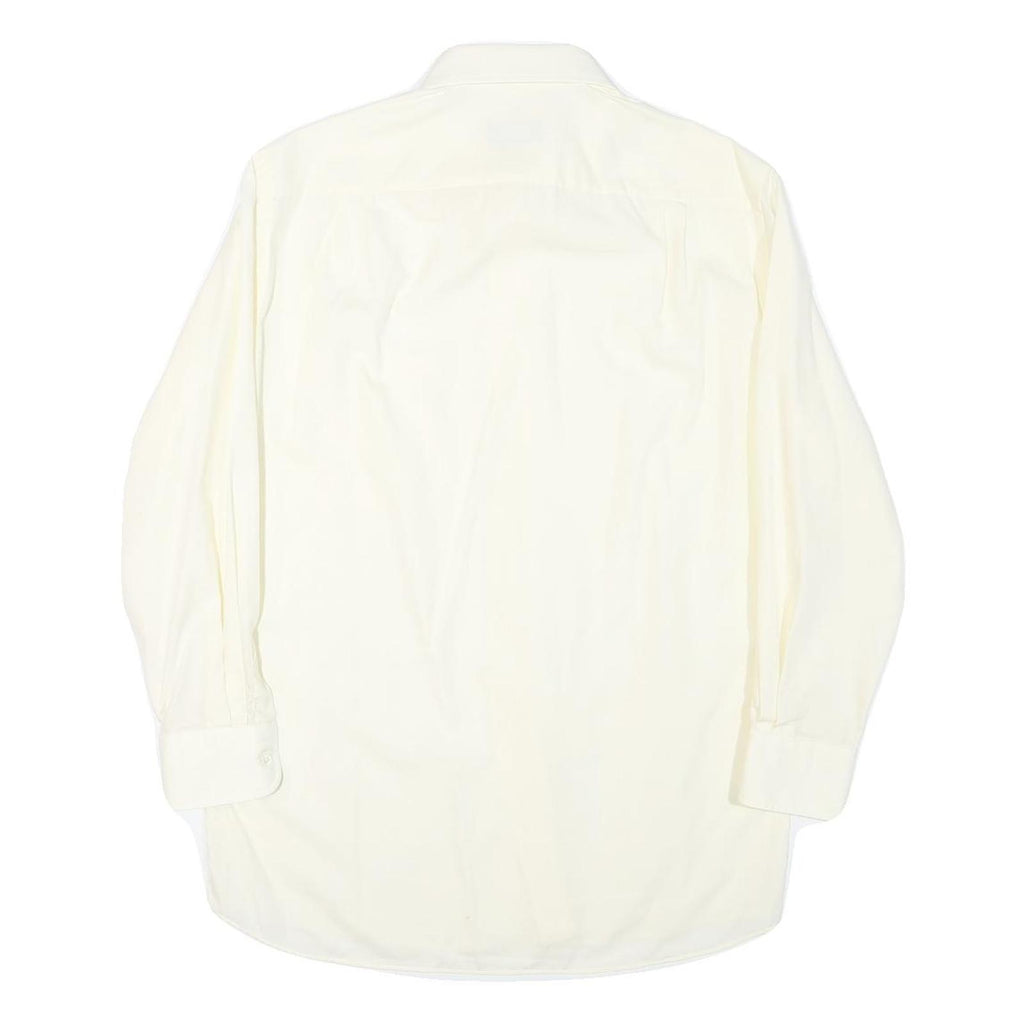 HUGO BOSS Mens White Plain Shirt M Classic Fit Cotton Blend Long Sleeve Button