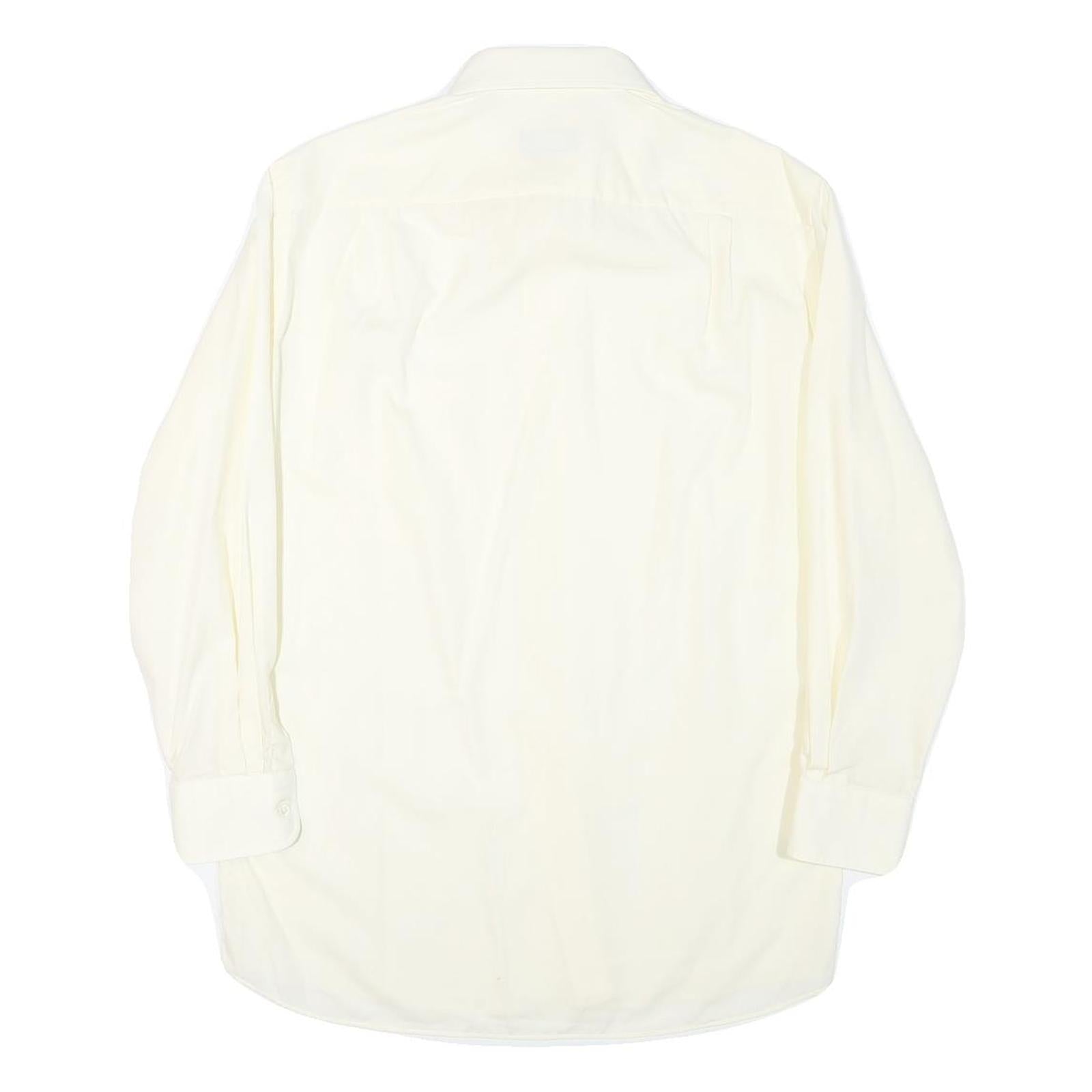 HUGO BOSS Mens White Plain Shirt M Classic Fit Cotton Blend Long Sleeve Button