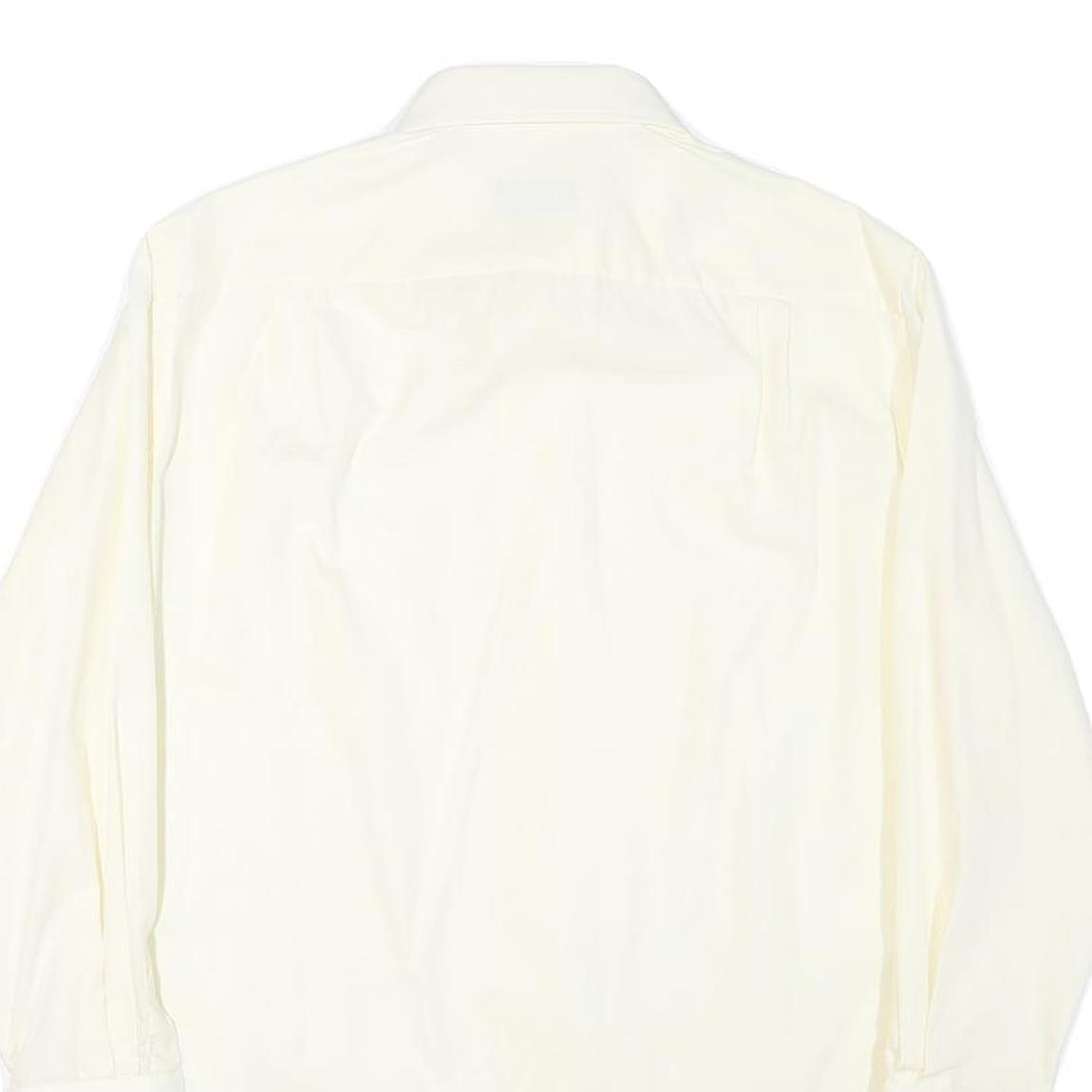 HUGO BOSS Mens White Plain Shirt M Classic Fit Cotton Blend Long Sleeve Button