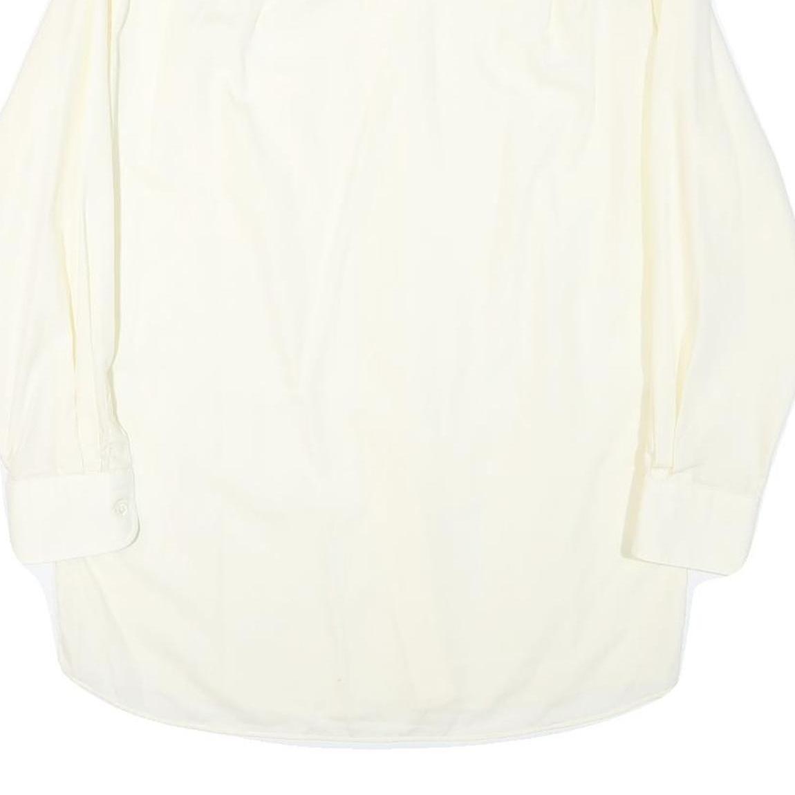 HUGO BOSS Mens White Plain Shirt M Classic Fit Cotton Blend Long Sleeve Button