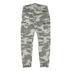 Womens Relaxed Grey & White Camo Button Trousers W30 L28 Casual Cargo Style