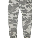 Womens Relaxed Grey & White Camo Button Trousers W30 L28 Casual Cargo Style