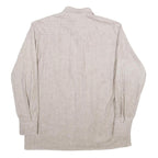 Mens Beige Cotton Shirt L Classic Fit Button Down Pocket Long Sleeve Casual