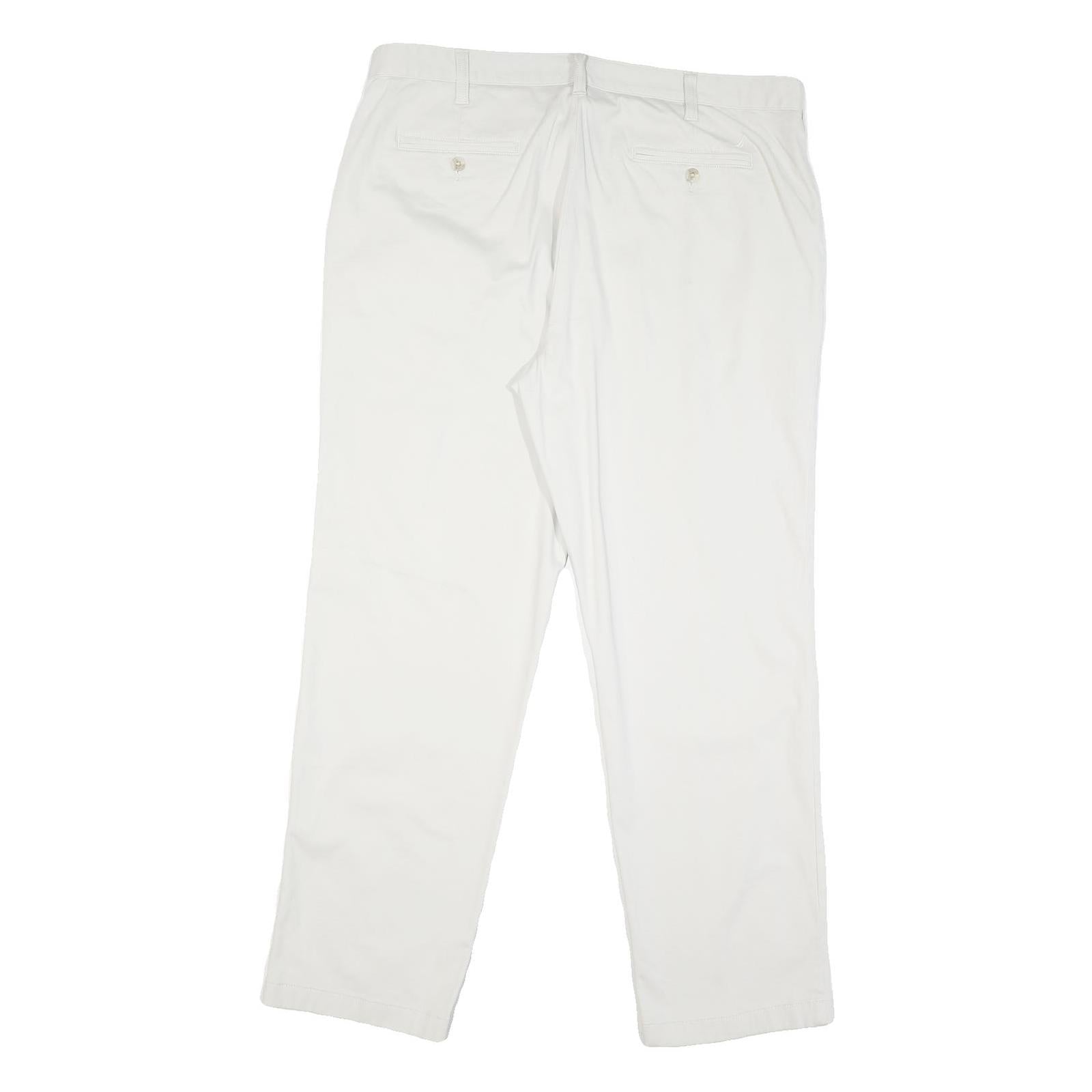 NAUTICA Mens Regular Fit White Cotton Blend Regular Leg Trousers W32 L30 Casual
