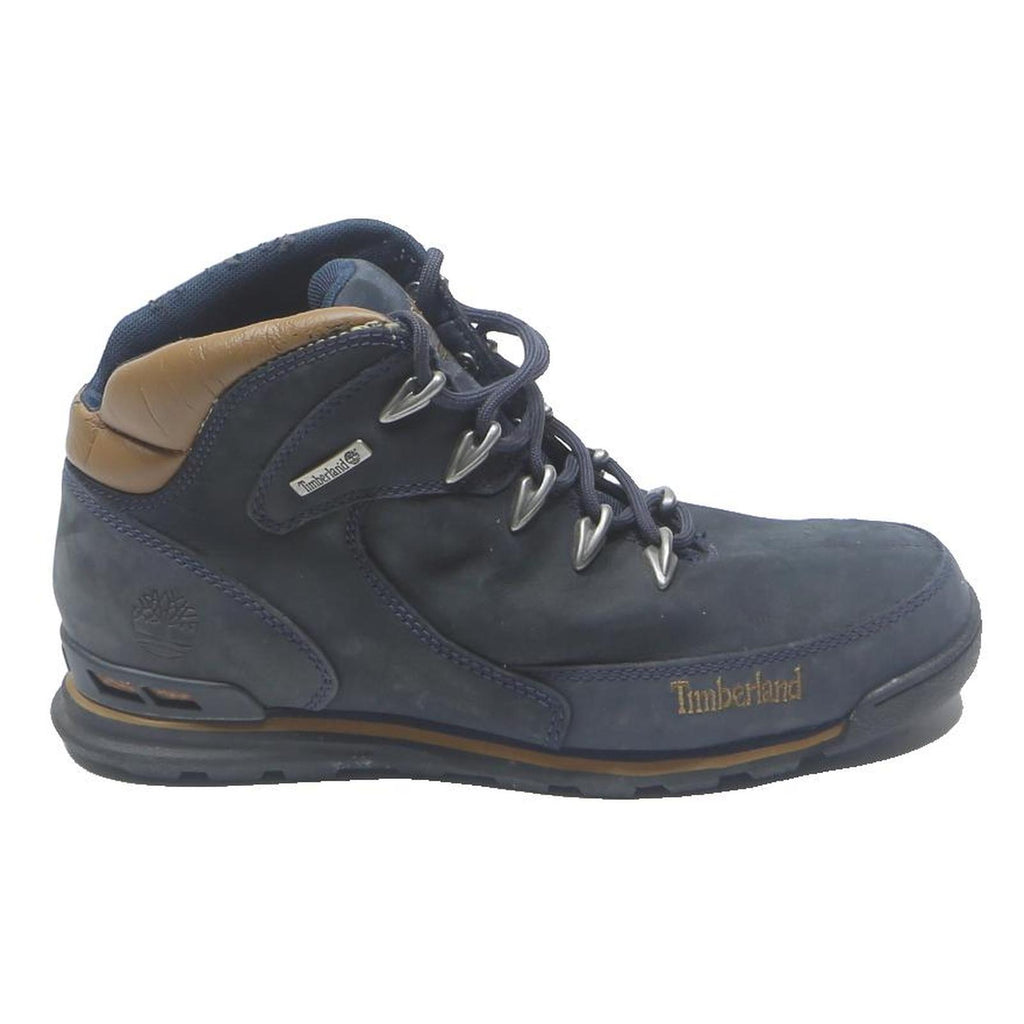 TIMBERLAND Mens High Top Leather Boots Navy Blue UK 8.5 Outdoor Casual