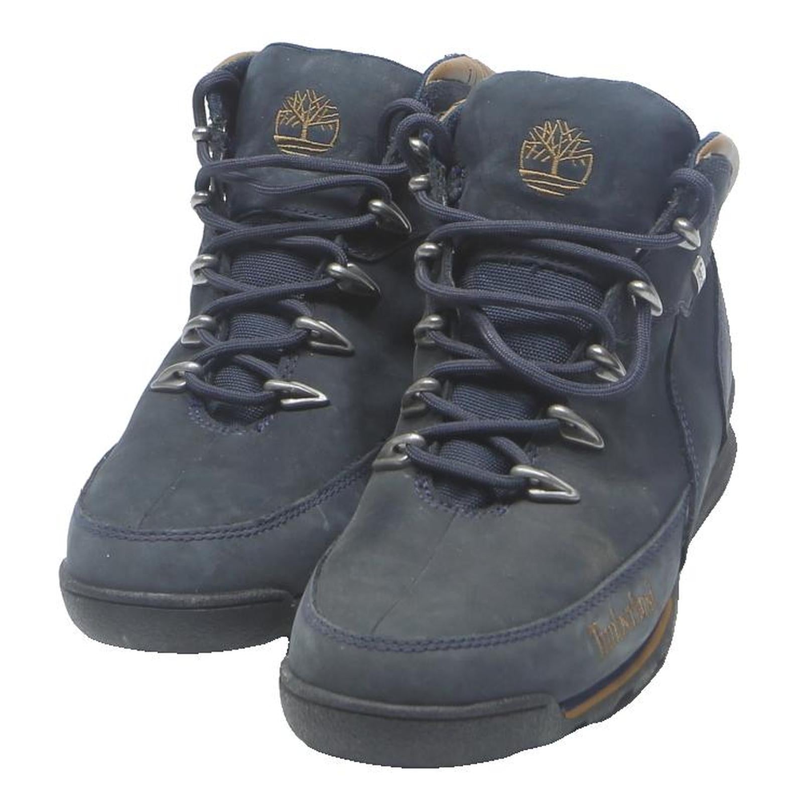 TIMBERLAND Mens High Top Leather Boots Navy Blue UK 8.5 Outdoor Casual