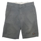 DICKIES Mens Shorts Grey L W36 Workwear Polyester Blend Button Pockets