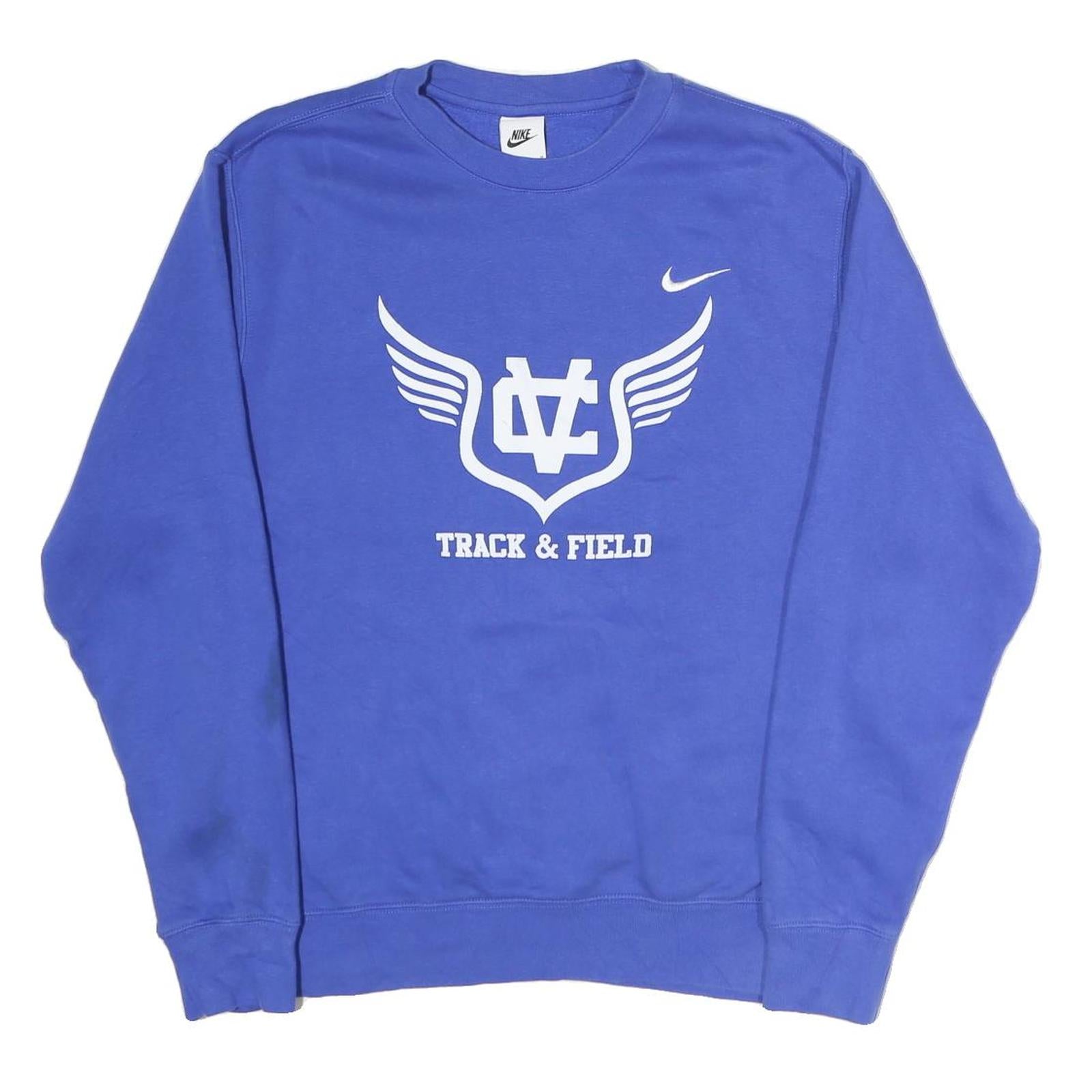 NIKE Mens Blue Track & Field Sweatshirt Crew Neck M Casual Sportswear Cotton
