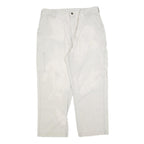 CARHARTT Mens Loose Cotton Blend White Trousers W36 L27 Workwear Zip Closure
